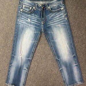 Miss Me Boyfriend Jeans Womens 29 Cropped 26 Inseam Bling Rhinestone Flap Pocket